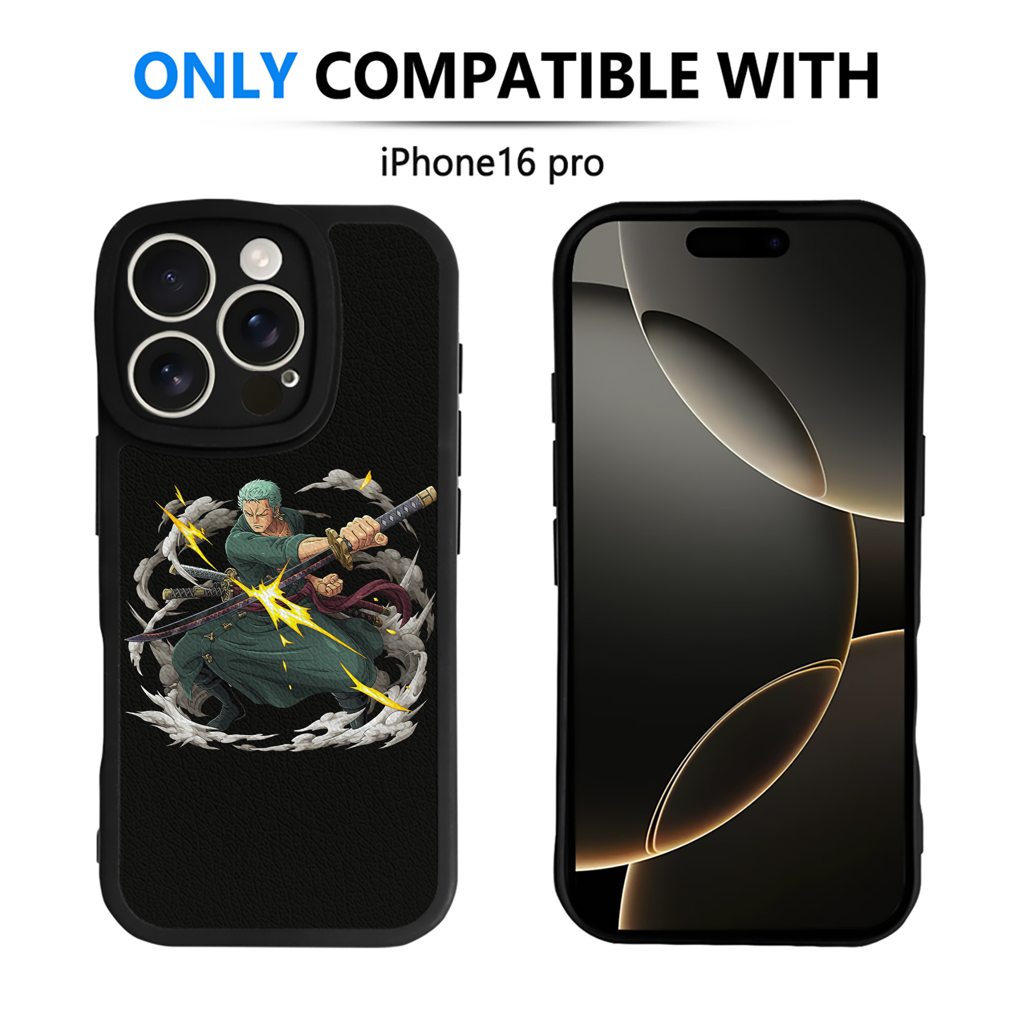 （画像用） ワンピース ロロノア・ゾロ ONE PIECE Roronoa Zoro 【iPhone 16シリーズ対応】シリコンスマホケース（レザー調） 材質：シリコン